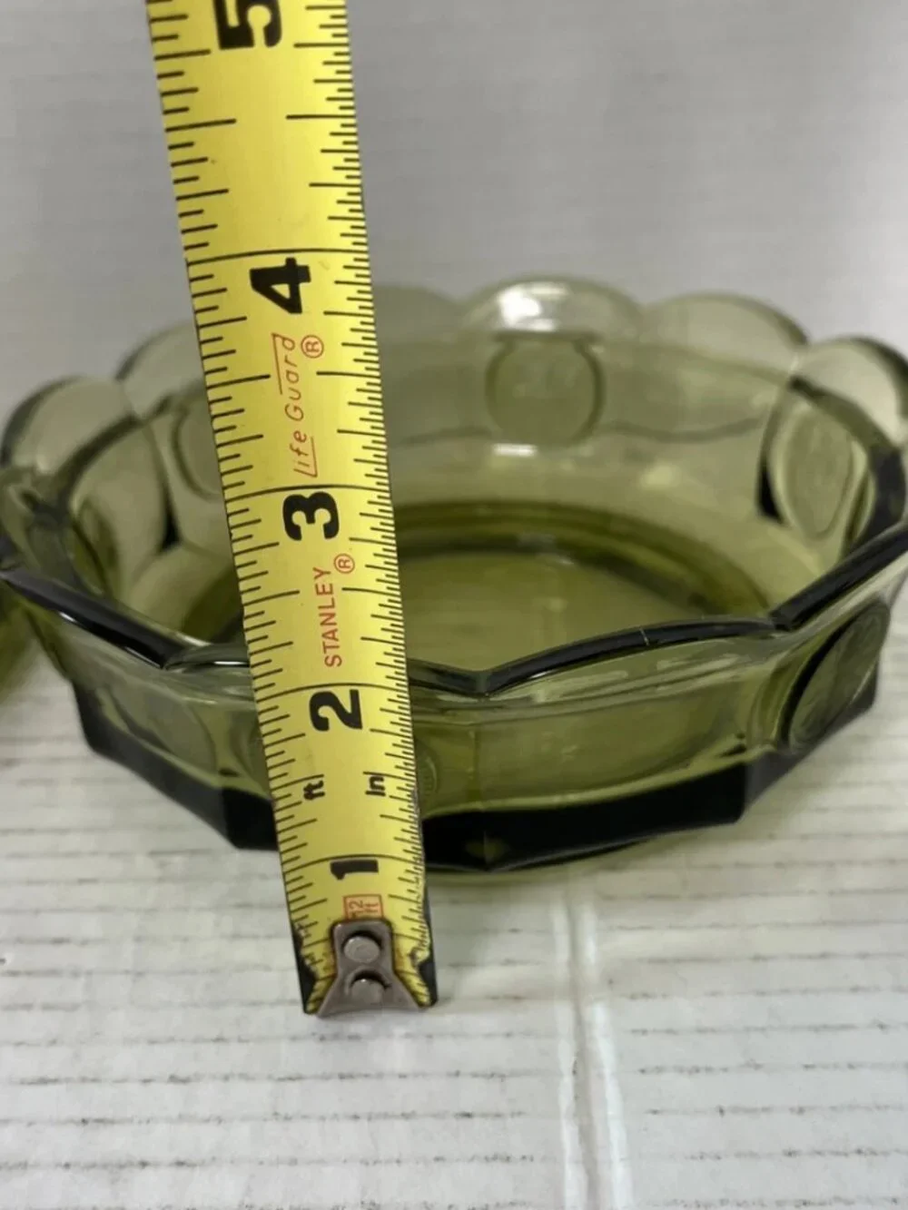Vintage Fostoria Coin Glass Olive Green Covered Candy Dish